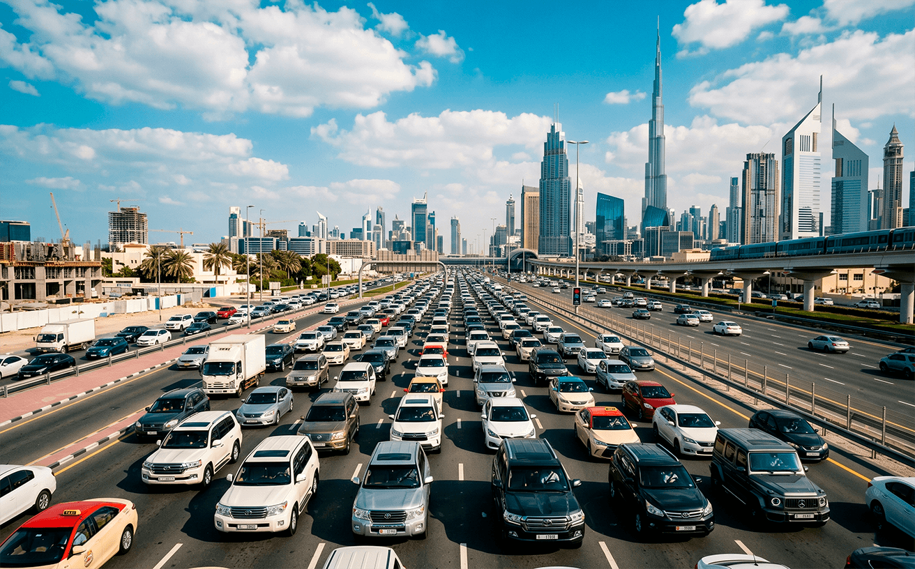 Accidents and traffic jams in Dubai