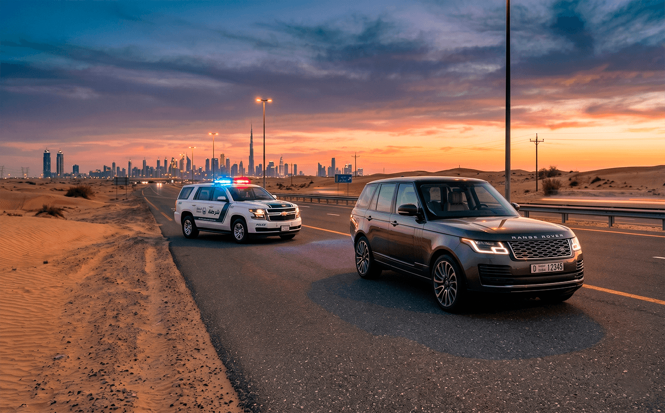 Traffic lights and radars at intersections in the UAE
